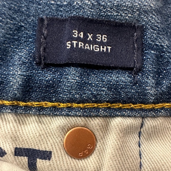 GAP MENS LIGHT WASH STRAIGHT LEG 5-POCKET BLUE JEANS SIZE 34 x 36 - Picture 6 of 7